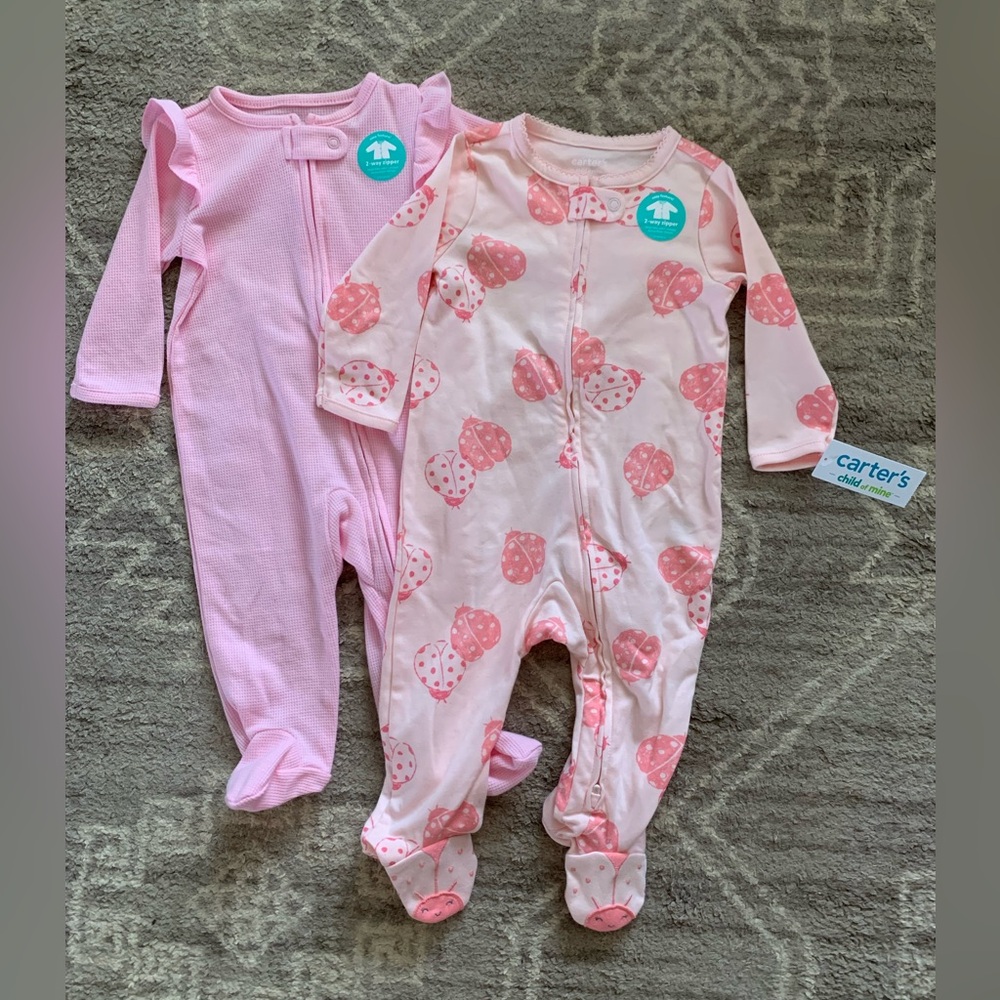 Carter's Pink and Light Pink Footed One Pieces
